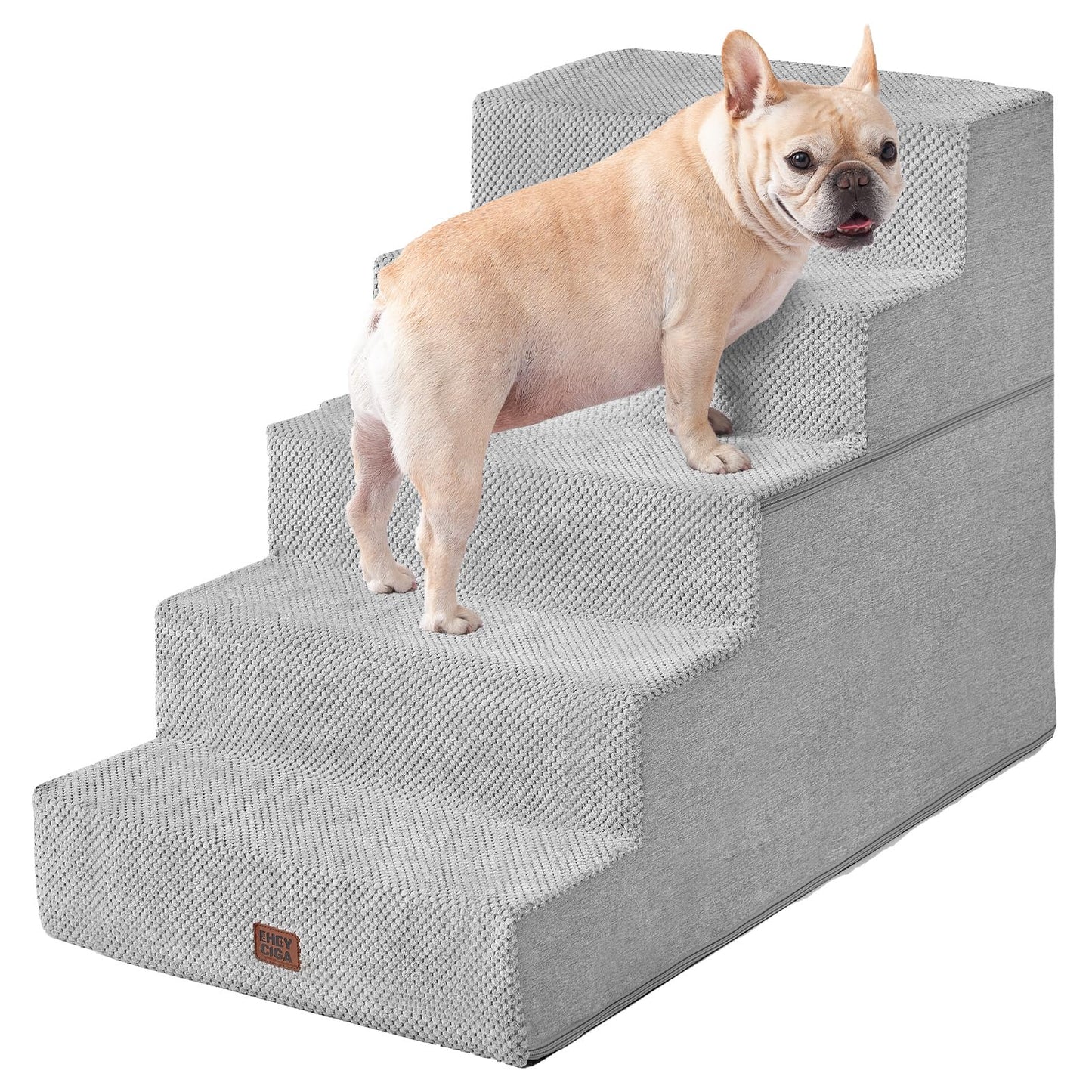 Extra Wide Dog Stairs Ramp for Bed & Couch, 3–5 Steps