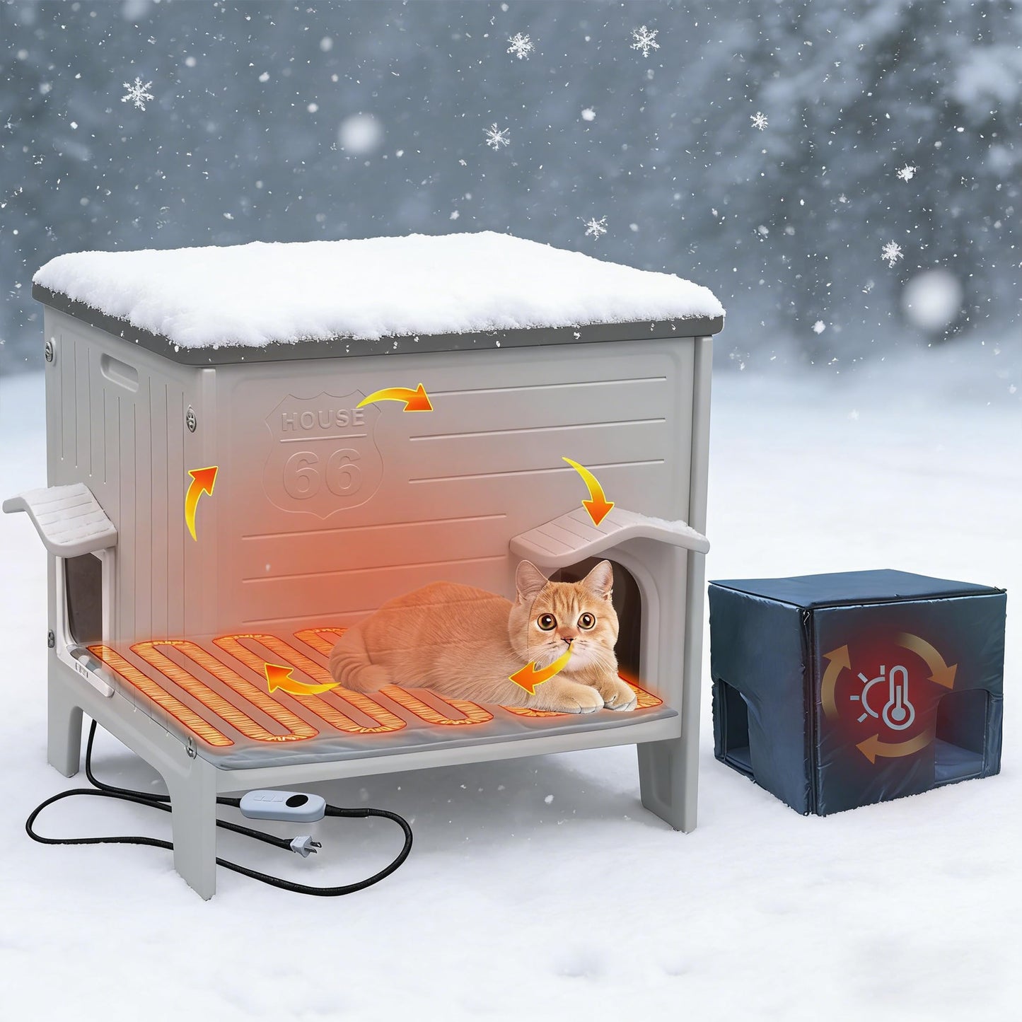 Weatherproof Outdoor Cat House with Escape Door & Waterproof Shelter