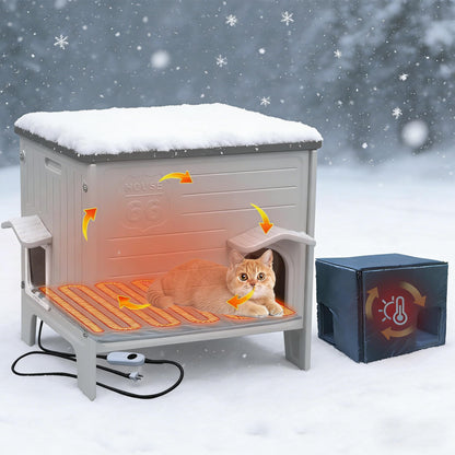 Weatherproof Outdoor Cat House with Escape Door & Waterproof Shelter
