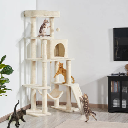 Large Multi-Level Cat Tree Tower with Condo, Hammock & Scratching Posts