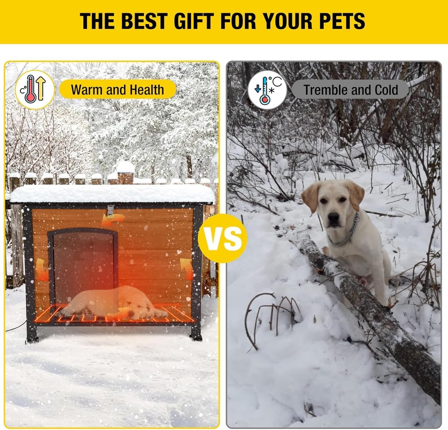 Weatherproof Wooden Dog House with Raised Feet & Iron Frame