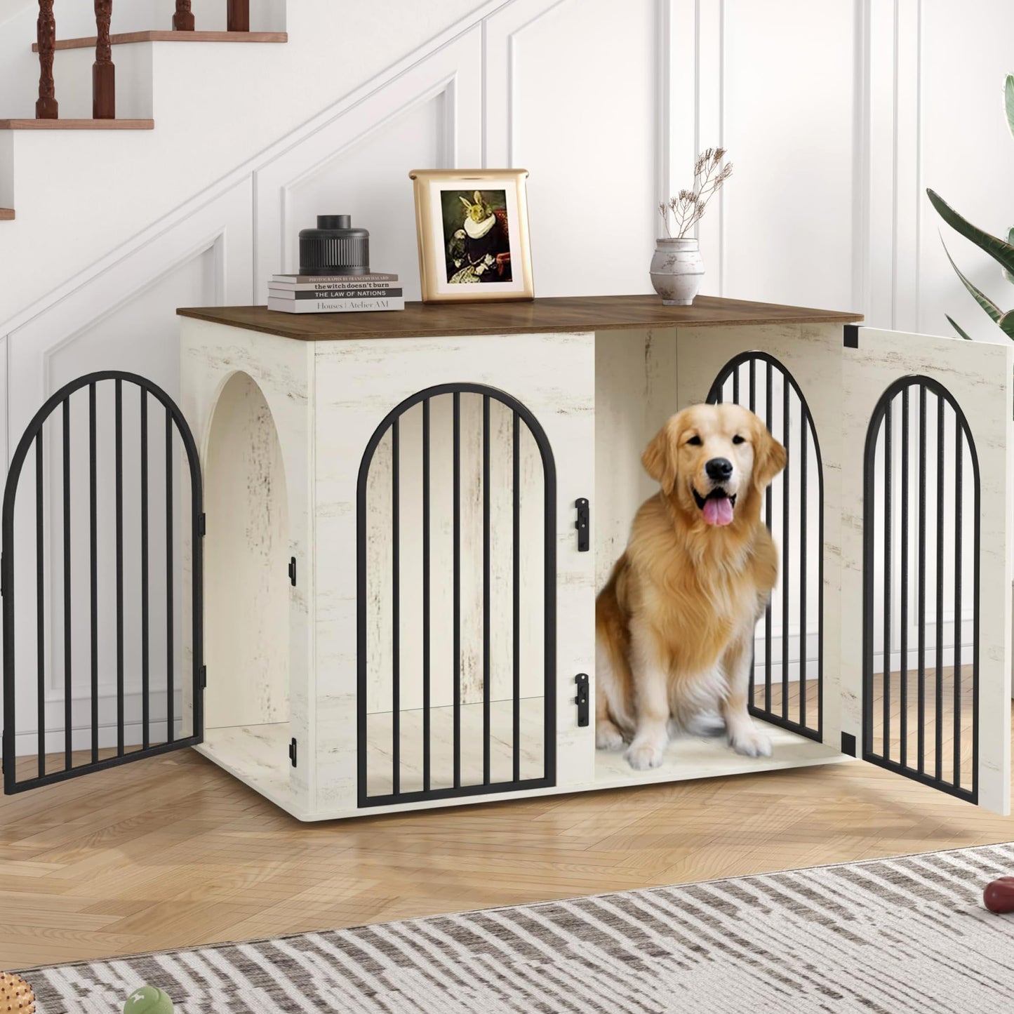 Wooden Dog Crate Furniture Kennel End Table for Dogs