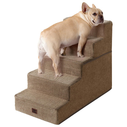 Extra Wide Dog Stairs Ramp for Bed & Couch, 3–5 Steps
