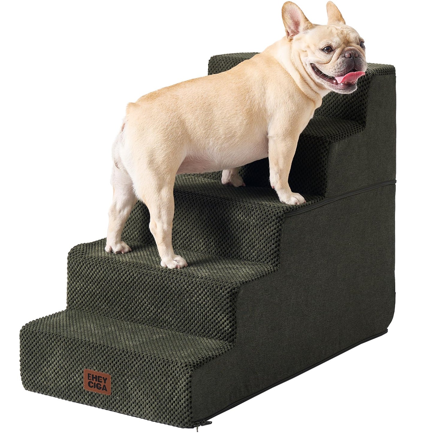 Extra Wide Dog Stairs Ramp for Bed & Couch, 3–5 Steps