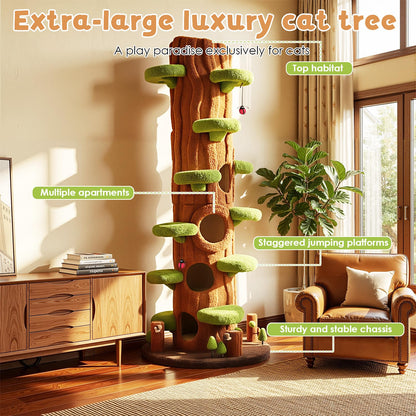 Luxury Multi-Level Cat Tree Tower with Solid Wood Condo & Scratching Posts