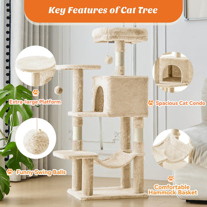 Sweetcrispy Cat Tree Tower – Multi-Level with Sisal Scratching Post