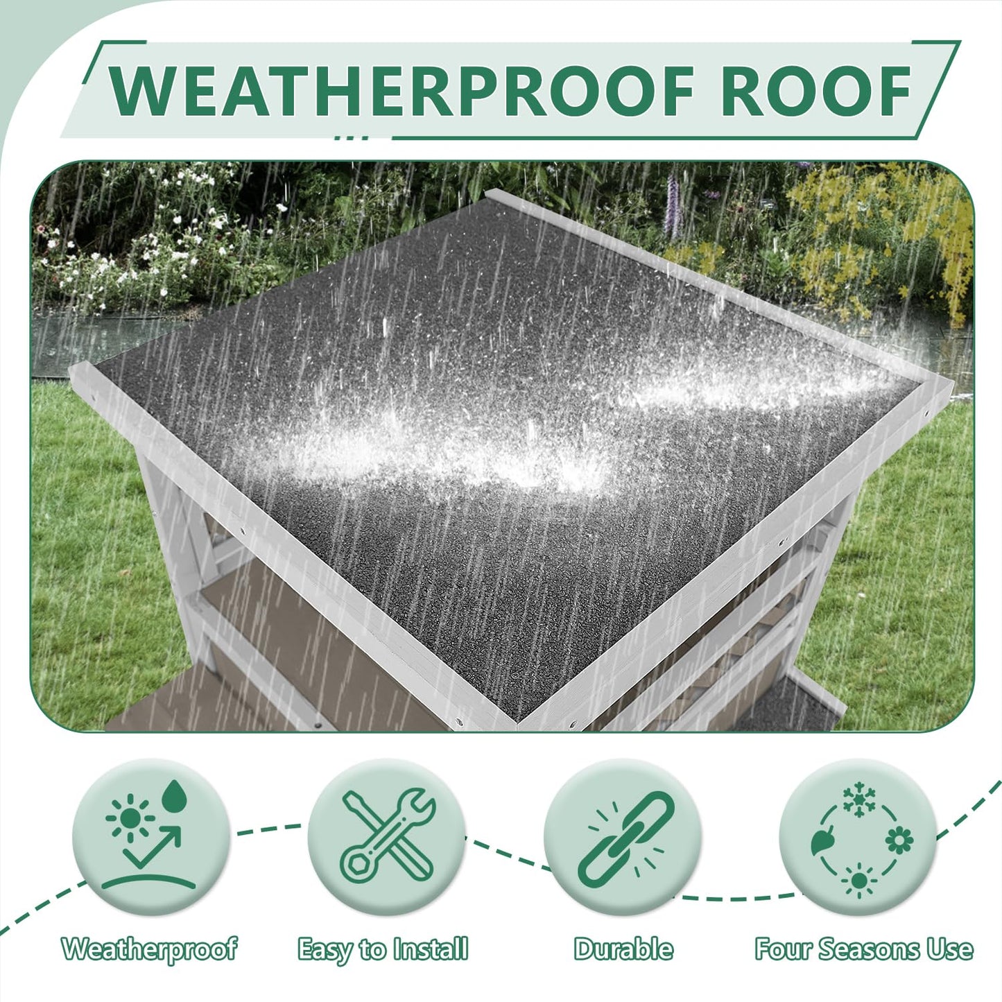 2-Story Outdoor Cat House with Balcony, Platforms & Openable Roof