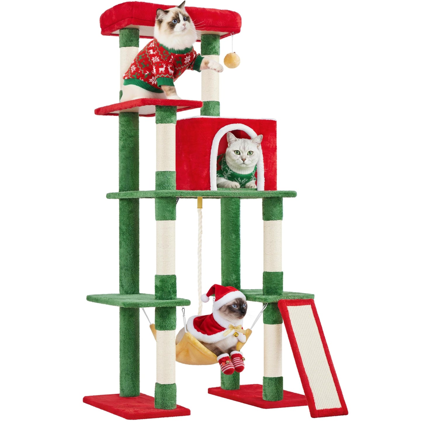 Large Multi-Level Cat Tree Tower with Condo, Hammock & Scratching Posts