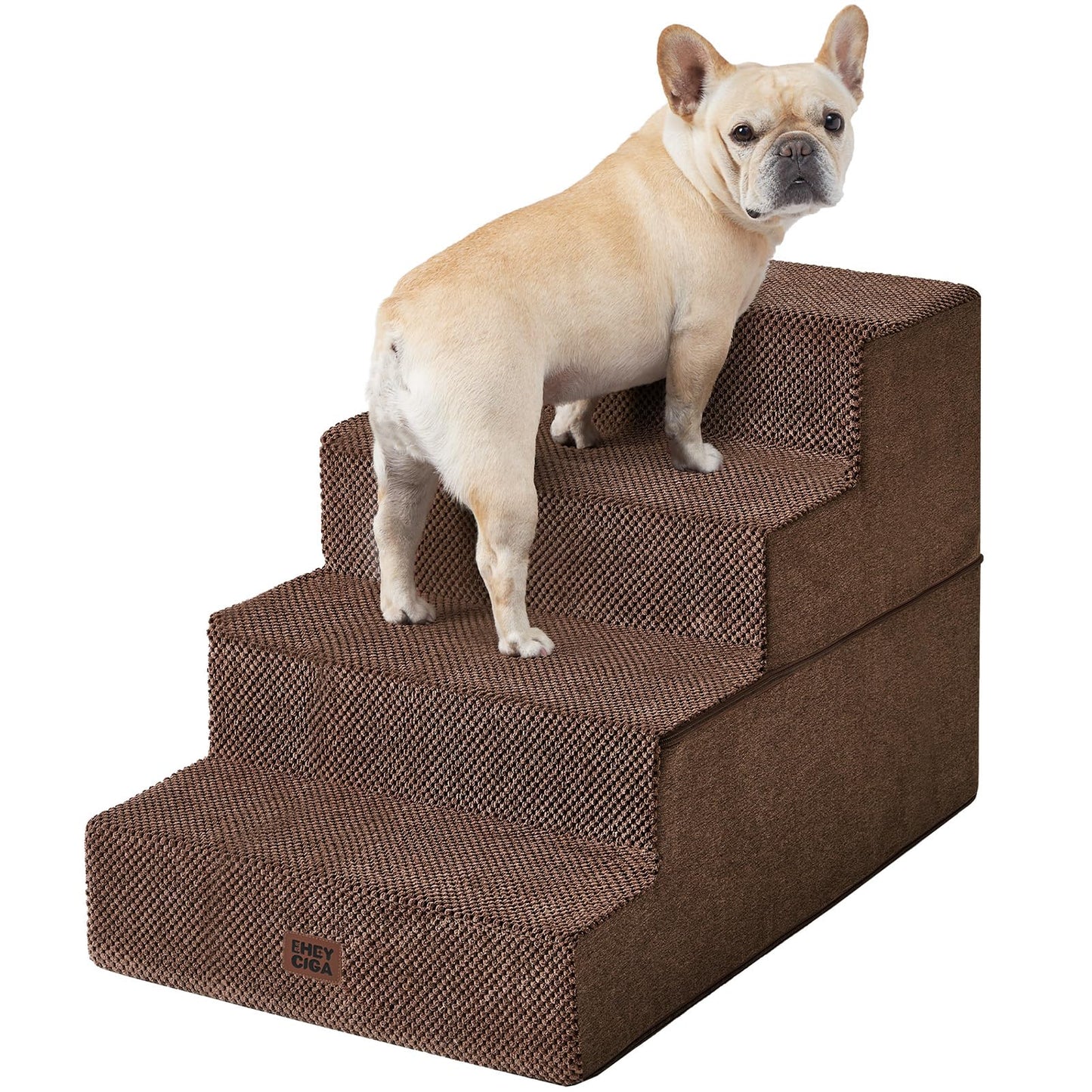 Extra Wide Dog Stairs Ramp for Bed & Couch, 3–5 Steps