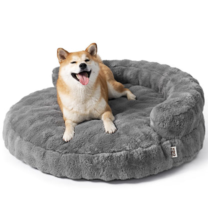 Fluffy Faux Fur Pet Sofa Bed with Waterproof Washable Cover