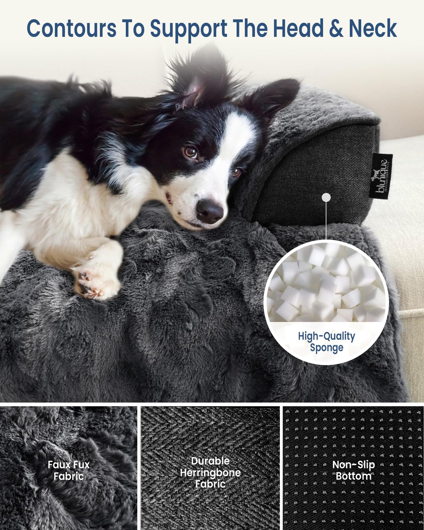 Calming Memory Foam Dog Couch Bed with Washable Waterproof Cover