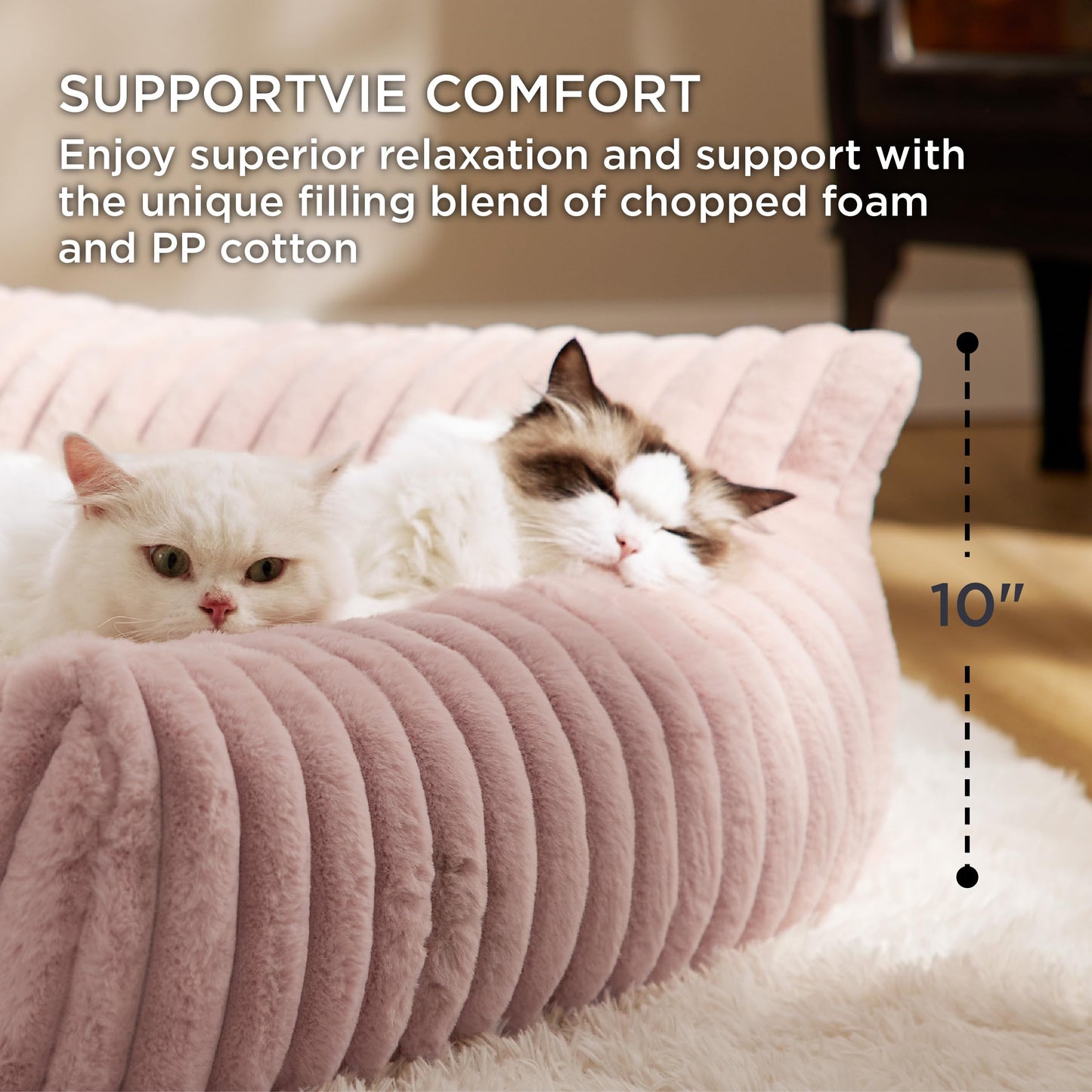 Bedsure Cute Pet Couch - Fluffy Cat Sofa with Premium Soft Corduroy Fleece, Fuzzy Pet Couch Bed with Removable Washable Cover, Supportive Cat Chair