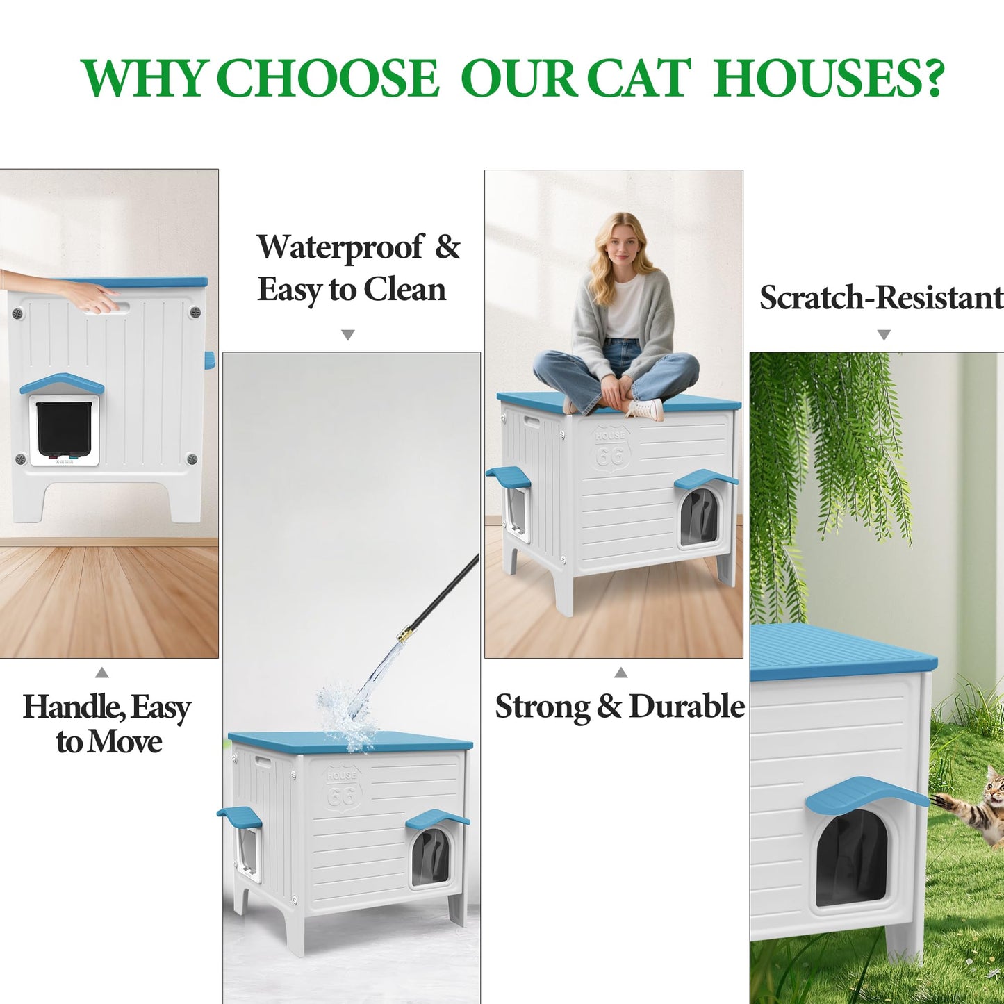 Weatherproof Outdoor Cat House with Escape Door & Waterproof Shelter