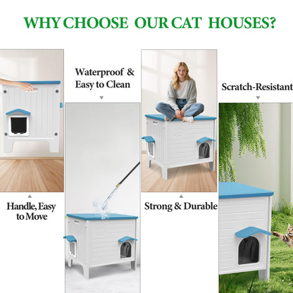 Weatherproof Outdoor Cat House with Escape Door & Waterproof Shelter