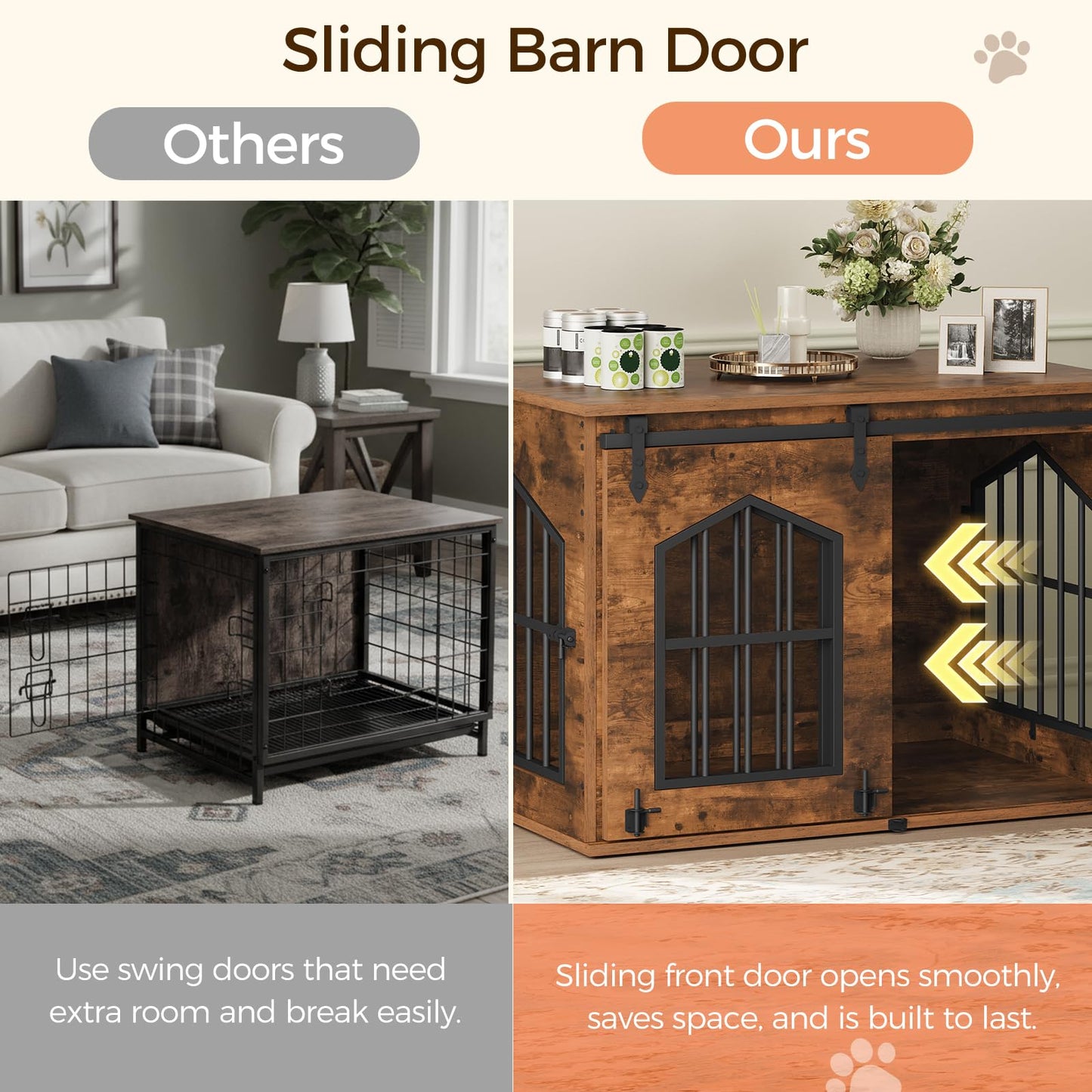 31.5" Farmhouse Wooden Dog Crate Furniture with Sliding Barn Door