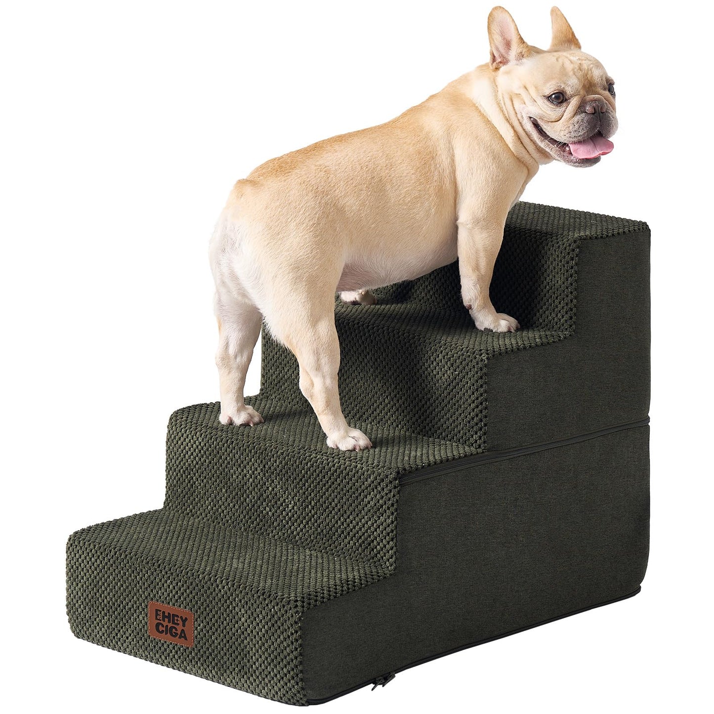 Extra Wide Dog Stairs Ramp for Bed & Couch, 3–5 Steps