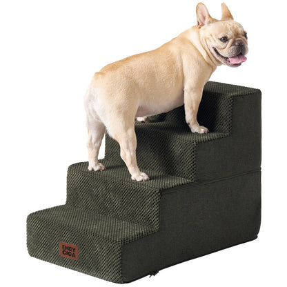 Extra Wide Dog Stairs Ramp for Bed & Couch, 3–5 Steps