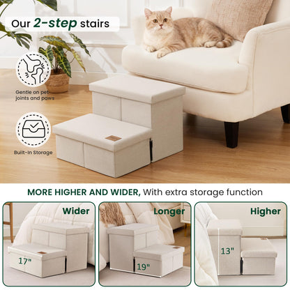 Foldable 3-Step Pet Ramp with Storage & Adjustable Height