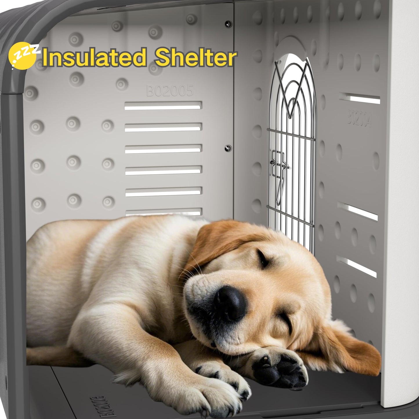 Durable Plastic Dog House with Lockable Door & Elevated Floor