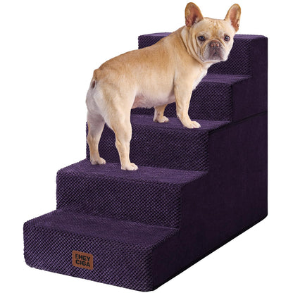 Extra Wide Dog Stairs Ramp for Bed & Couch, 3–5 Steps