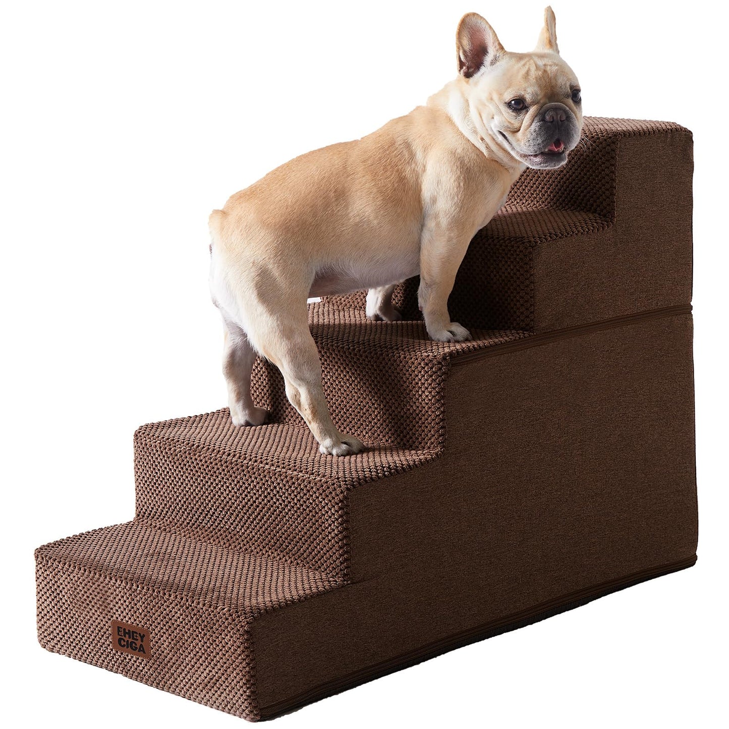 Extra Wide Dog Stairs Ramp for Bed & Couch, 3–5 Steps