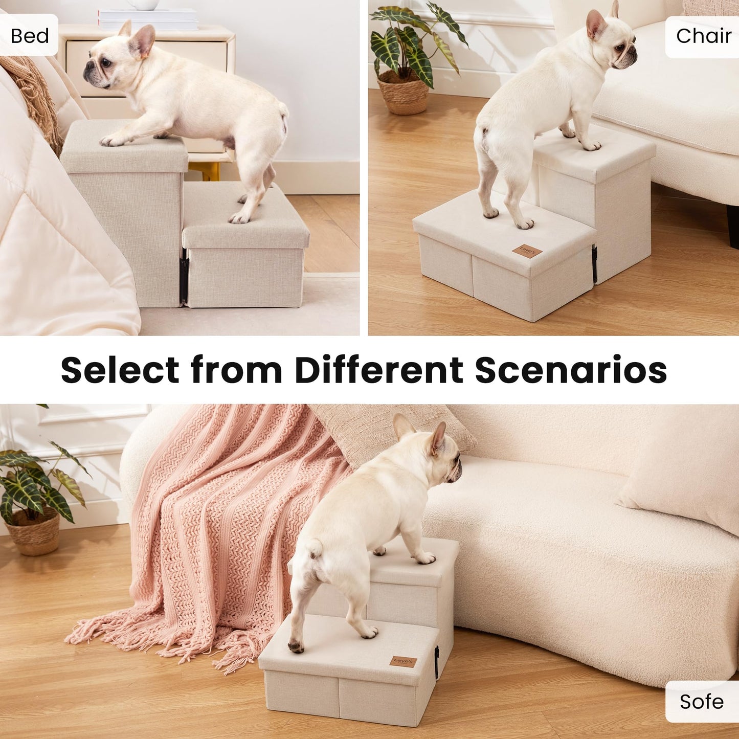 Foldable 3-Step Pet Ramp with Storage & Adjustable Height