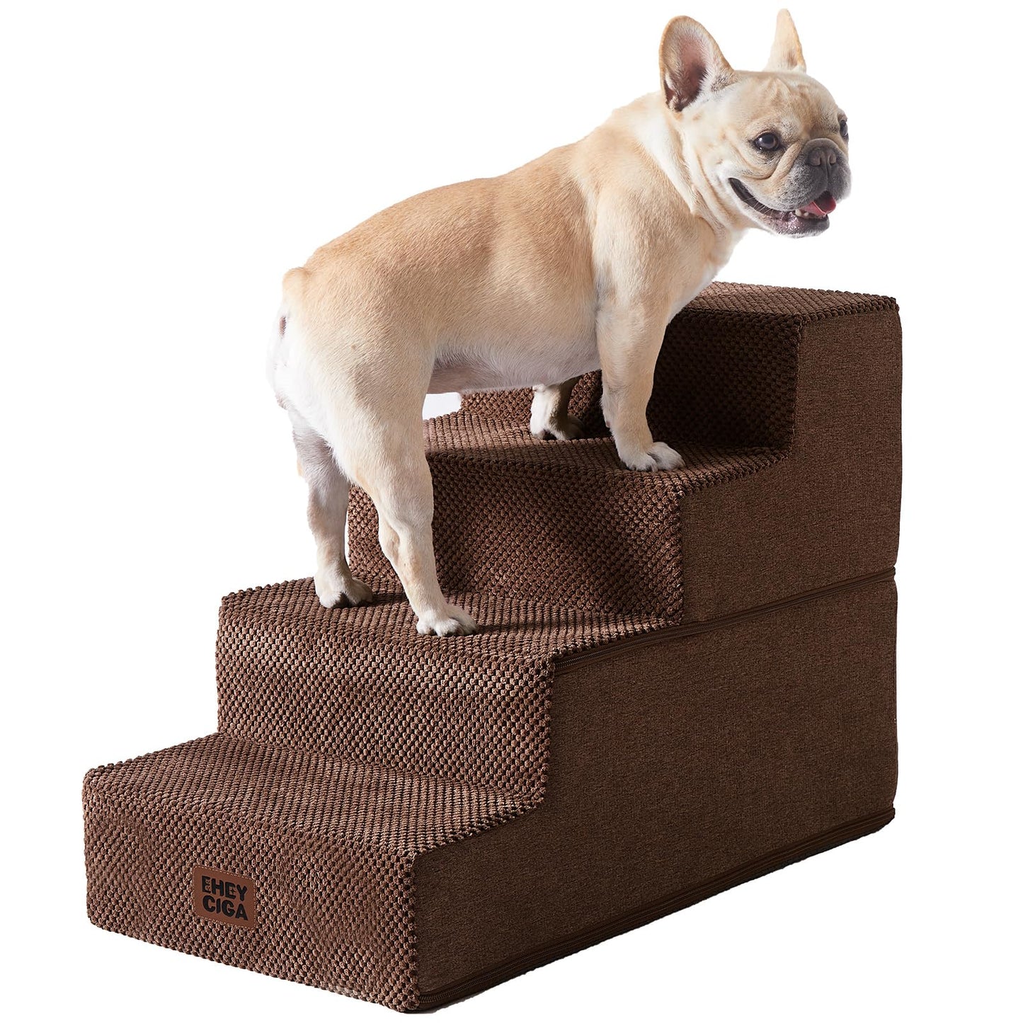 Extra Wide Dog Stairs Ramp for Bed & Couch, 3–5 Steps