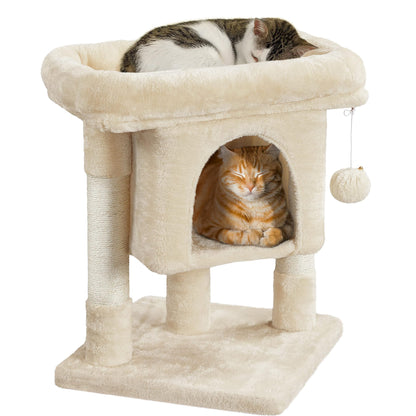23.5" Cat Tree Tower with Condo & Sisal Scratching Posts for Kittens