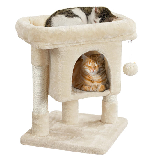 23.5" Cat Tree Tower with Condo & Sisal Scratching Posts for Kittens