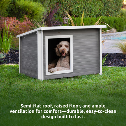 ECOFLEX Rustic Lodge Dog House with Weatherproof Outdoor Design