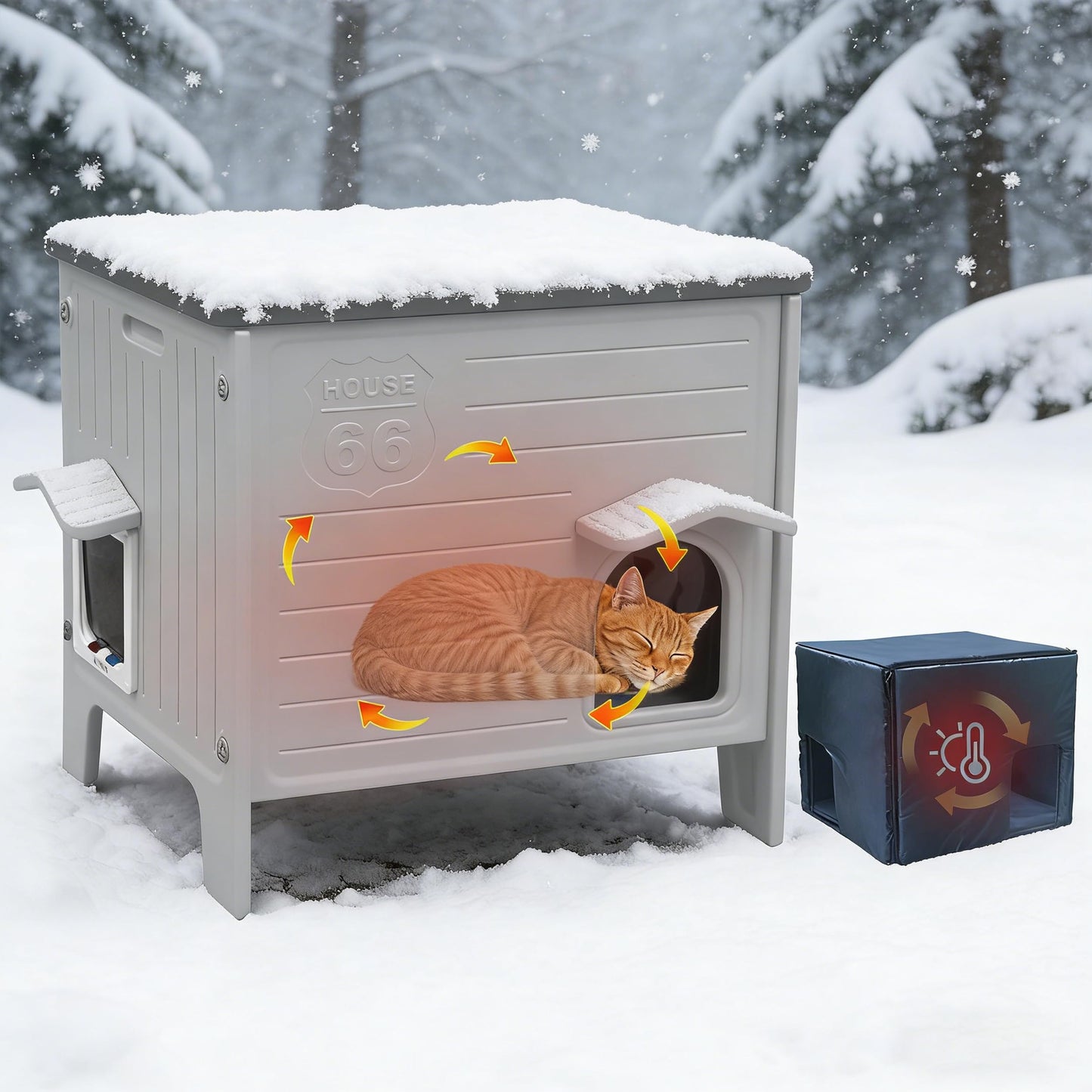 Weatherproof Outdoor Cat House with Escape Door & Waterproof Shelter
