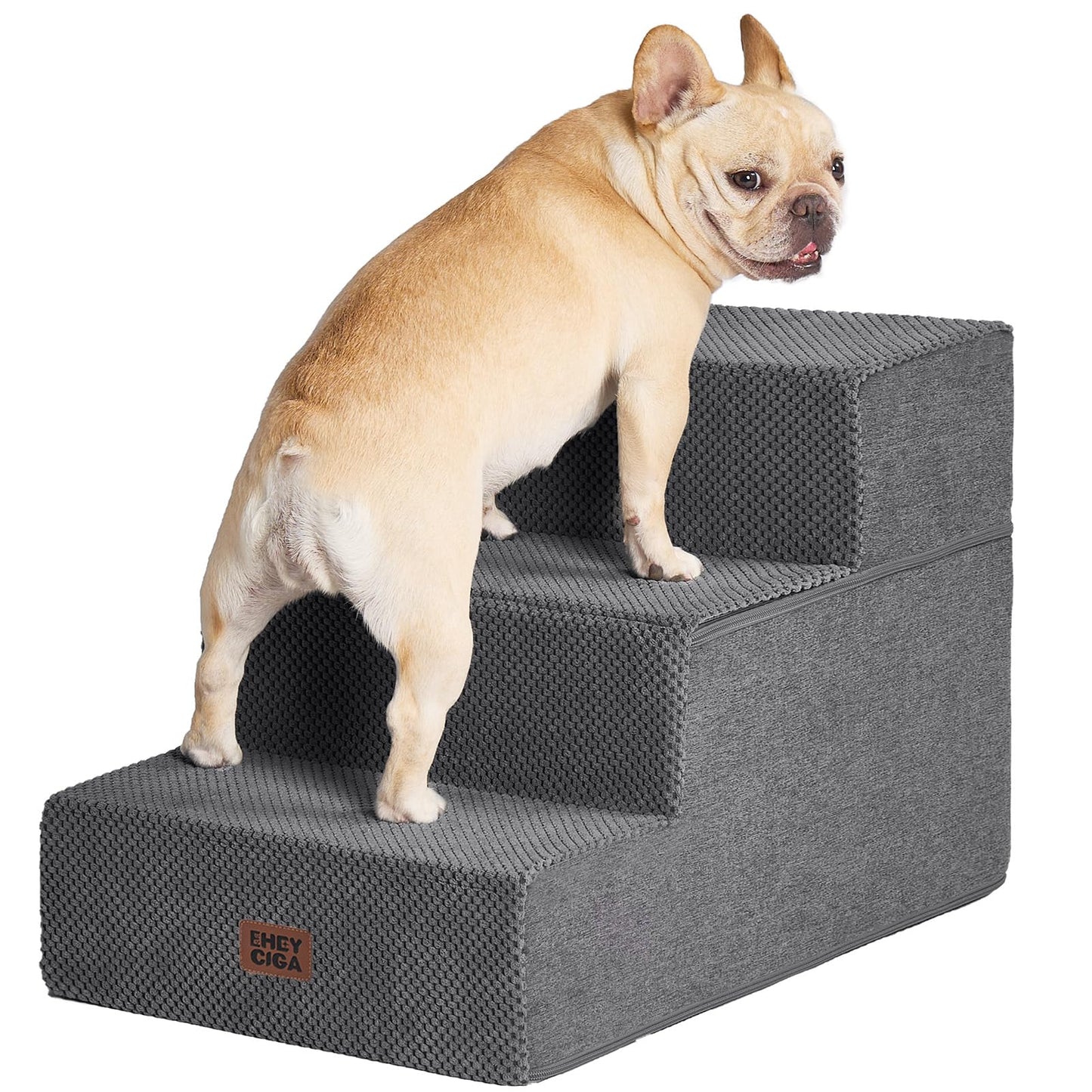 Extra Wide Dog Stairs Ramp for Bed & Couch, 3–5 Steps