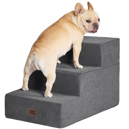 Extra Wide Dog Stairs Ramp for Bed & Couch, 3–5 Steps