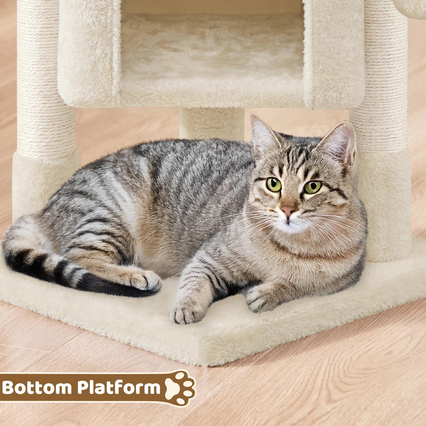 23.5" Cat Tree Tower with Condo & Sisal Scratching Posts for Kittens