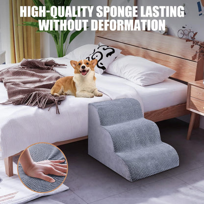 3-Step Dog Stairs for Beds & Couch with Non-Slip Design