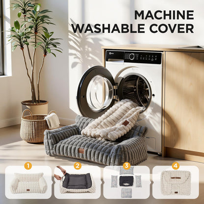 ComfyFleece Dog Sofa Bed with Washable Cover for Medium Dogs