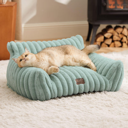 Bedsure Cute Pet Couch - Fluffy Cat Sofa with Premium Soft Corduroy Fleece, Fuzzy Pet Couch Bed with Removable Washable Cover, Supportive Cat Chair