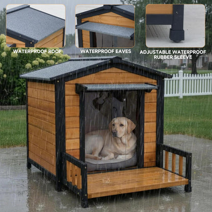 Large Insulated Wooden Dog House with Elevated Floor & Roof