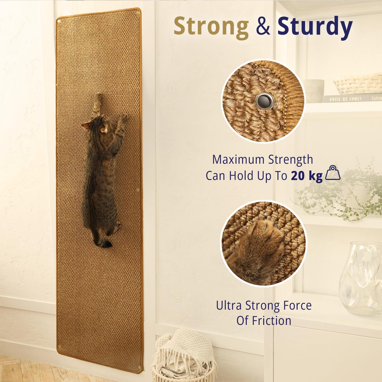 67" Cat Wall Climbing Carpet Scratch Mat with Wall Mount Nails