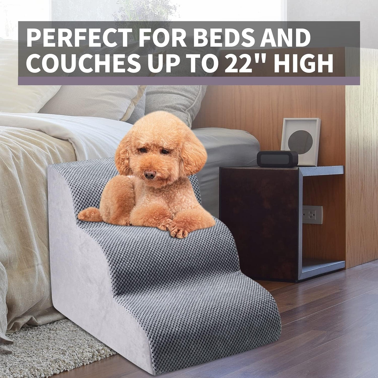3-Step Dog Stairs for Beds & Couch with Non-Slip Design
