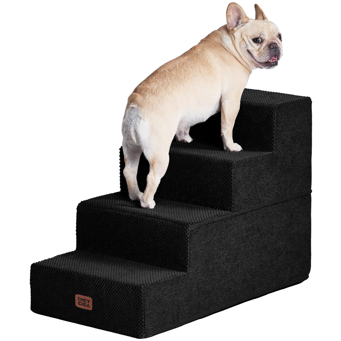 Extra Wide Dog Stairs Ramp for Bed & Couch, 3–5 Steps