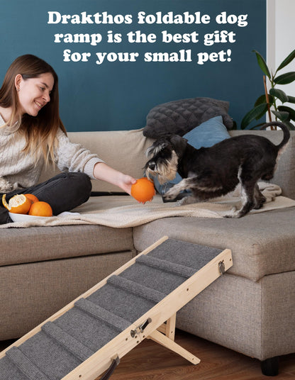 Foldable Adjustable Dog Ramp with Non-Slip Carpet for Couch