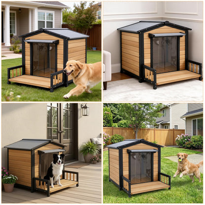 Large Insulated Wooden Dog House with Elevated Floor & Roof