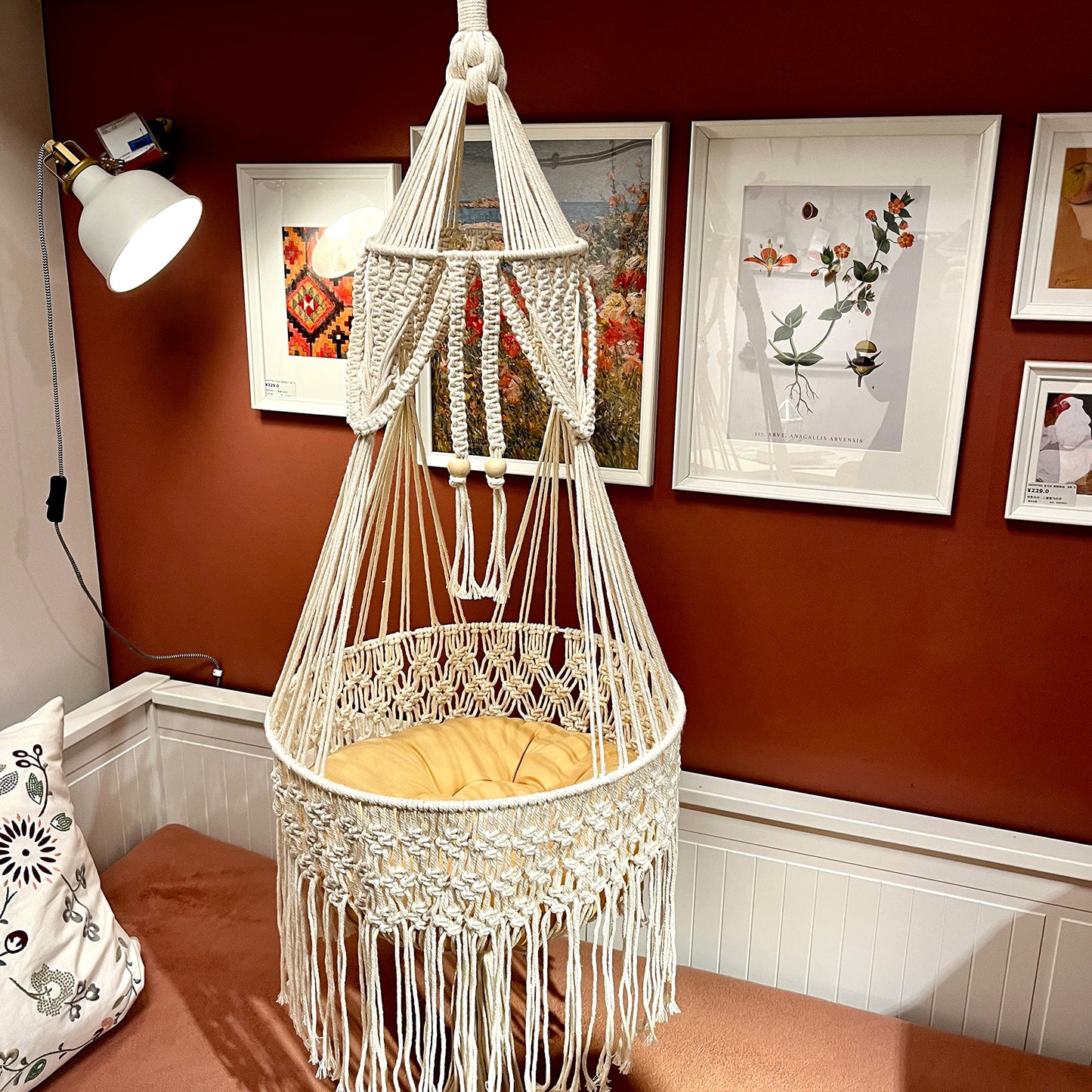 Boho Macrame Cat Hammock Wall Hanging Bed for Indoor Cats