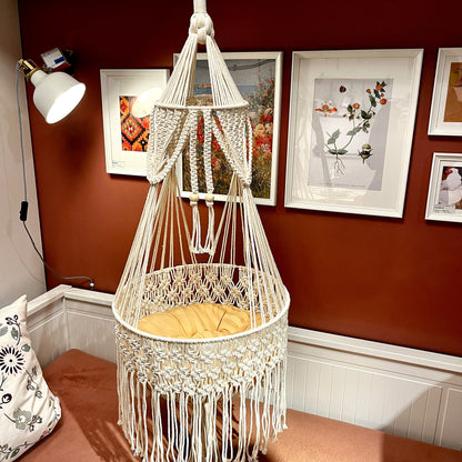 Boho Macrame Cat Hammock Wall Hanging Bed for Indoor Cats