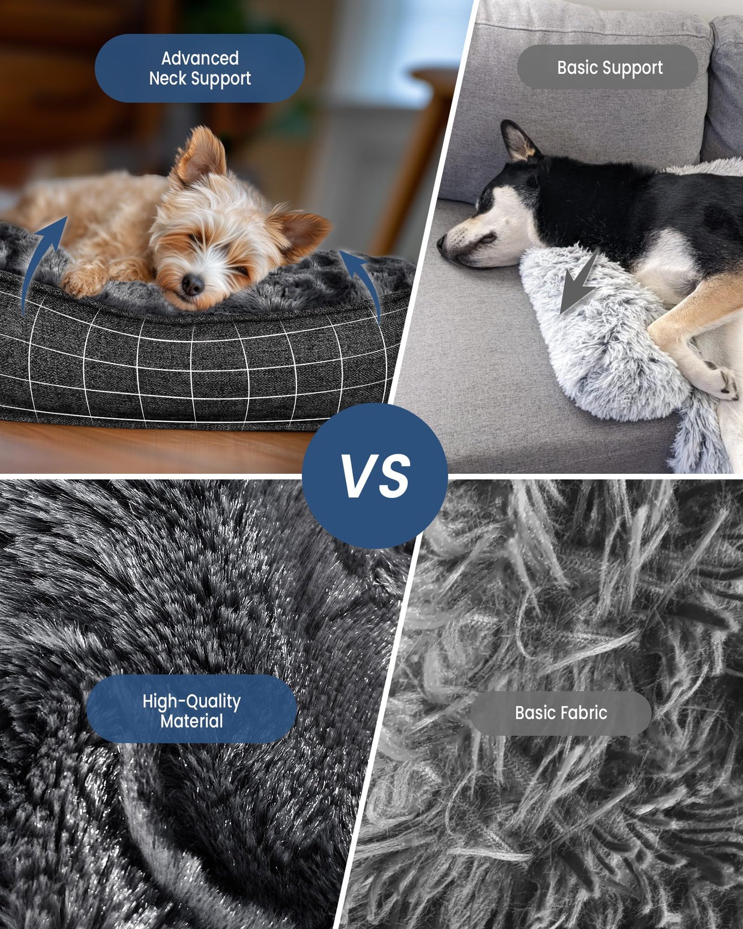 Calming Memory Foam Dog Couch Bed with Washable Waterproof Cover