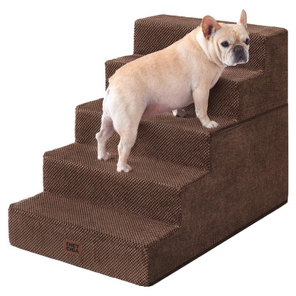 Extra Wide Dog Stairs Ramp for Bed & Couch, 3–5 Steps