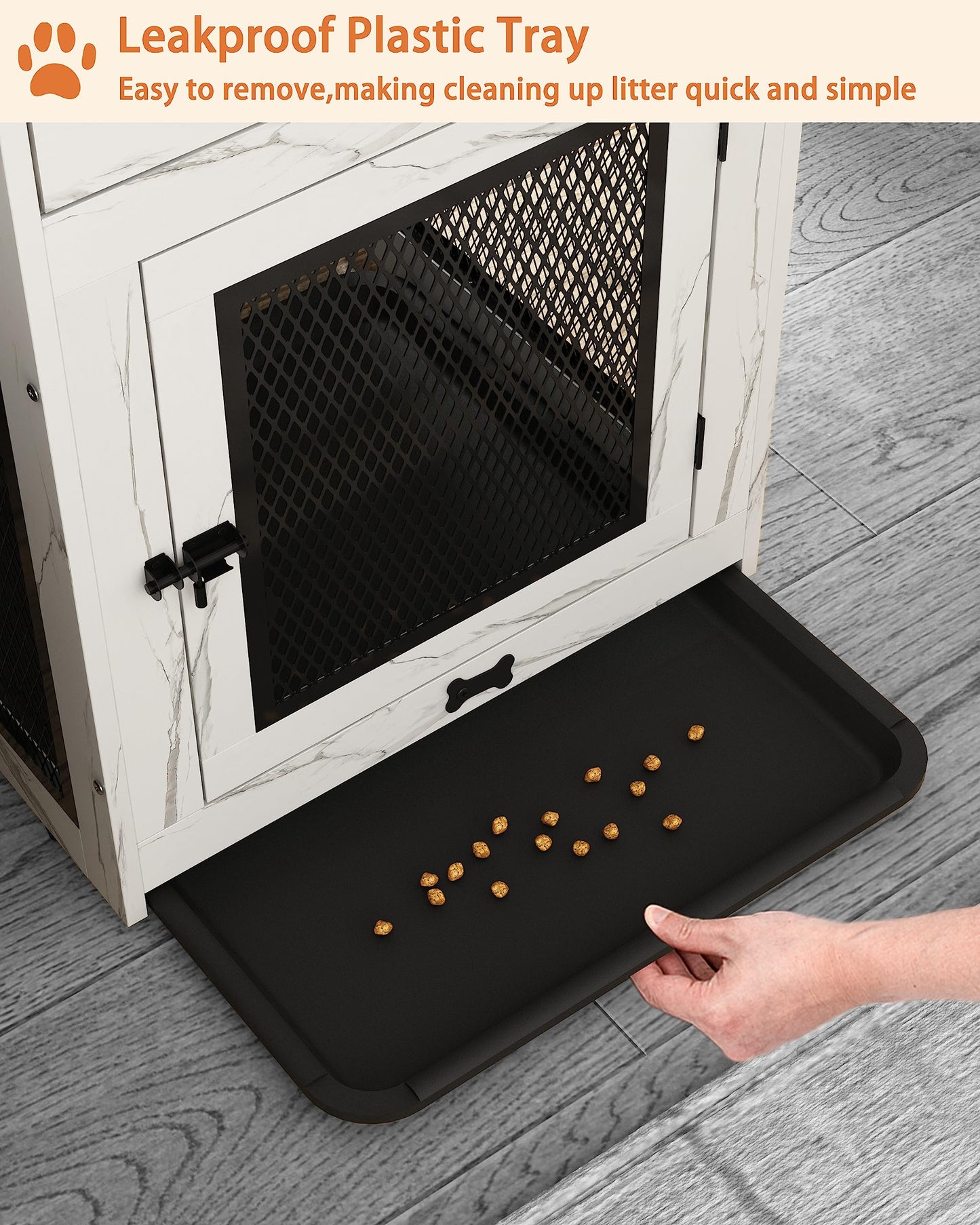 Wooden Dog Crate End Table with Drawer, Cushion & USB Charging