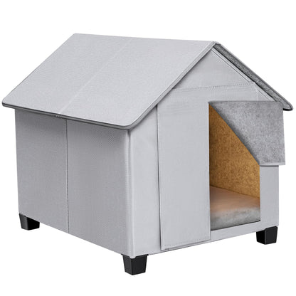 Elevated Foldable Dog House with Removable Plush Mat