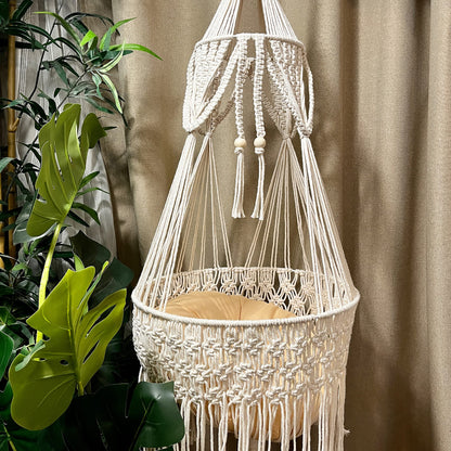 Boho Macrame Cat Hammock Wall Hanging Bed for Indoor Cats